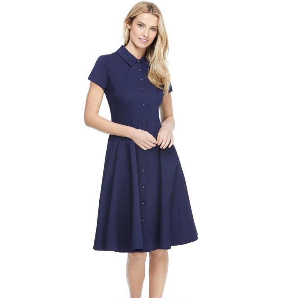 Gal Meets Glam Molly Shirtdress in Navy